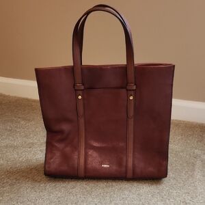 Fossil Brown Leather Tote